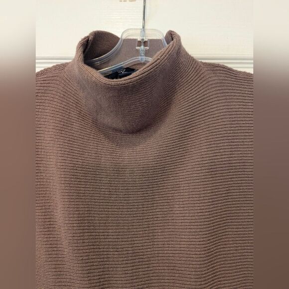 Anna Cai Brown Midi knit sweater Dress turtle neck cozy Dolman Sleeves size L - Picture 4 of 8